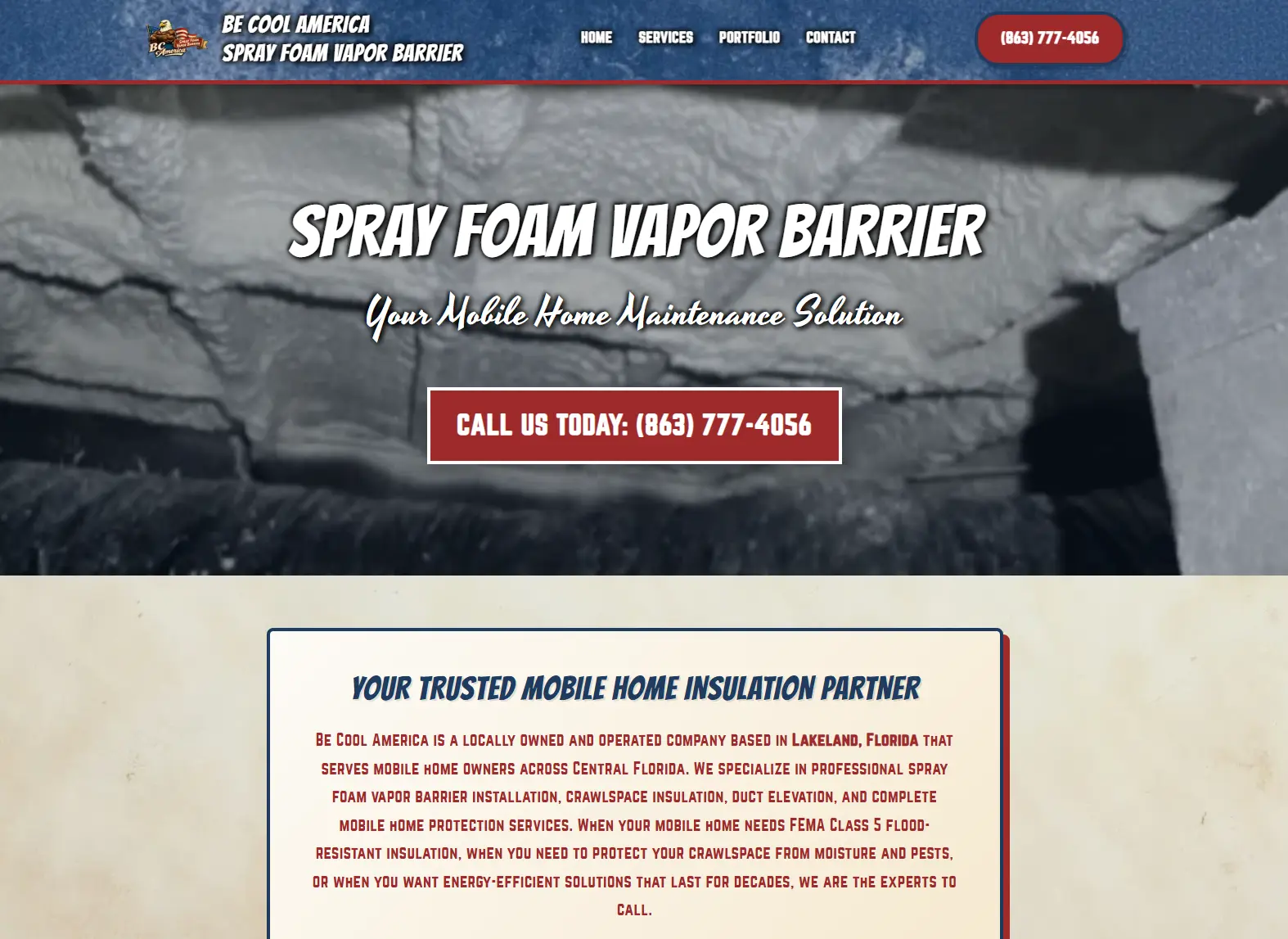 Be Cool America - Insulation Contractor Website Homepage